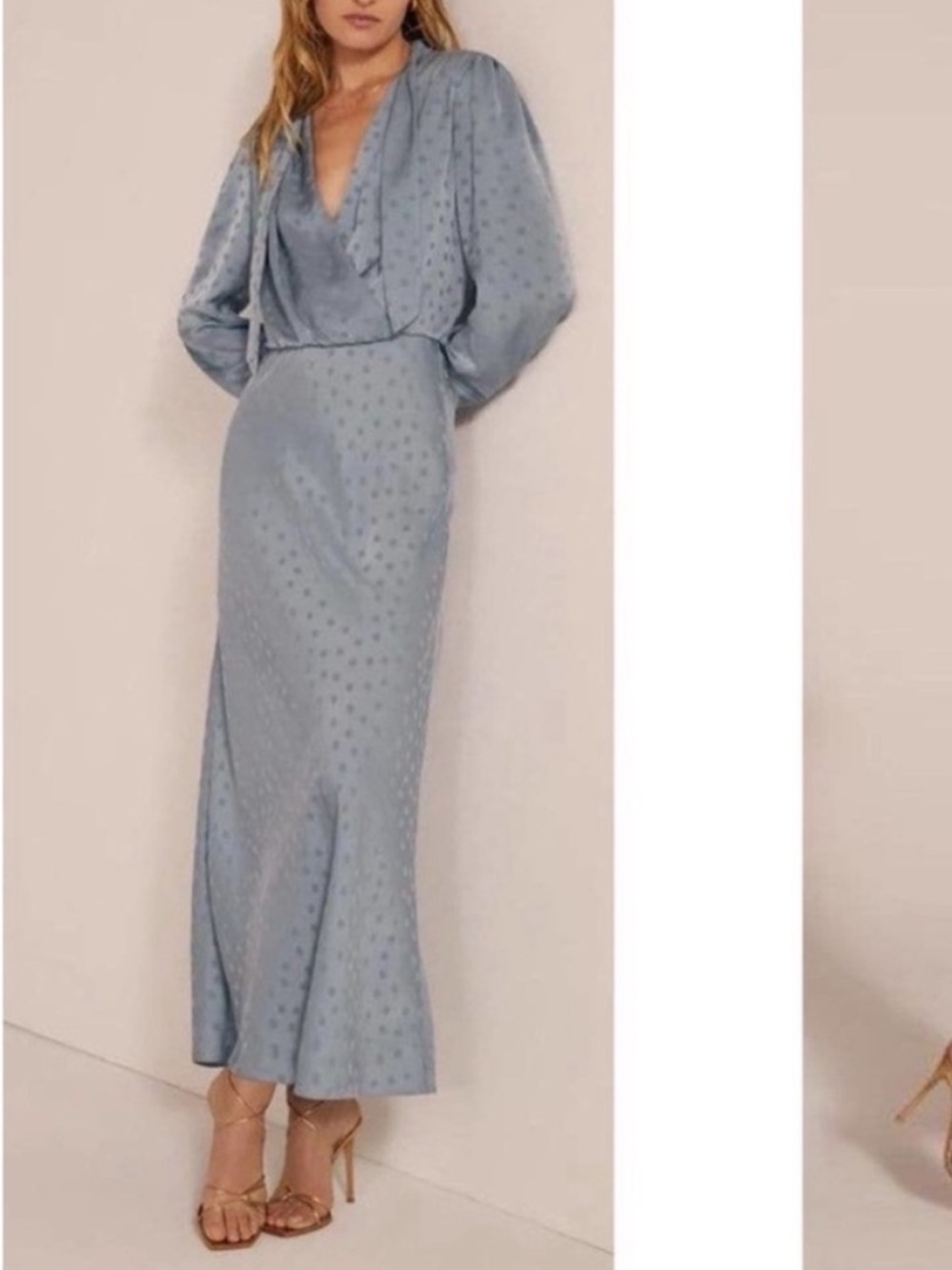 Favorite Daughter The Joan Dress in Dusty Blue Tonal Polka Dot Size XXS